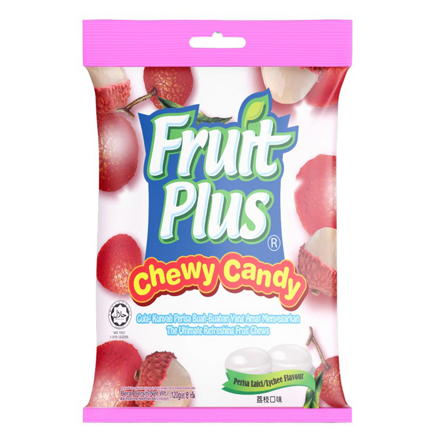 Fruit Plus Chewy Candy, Malaysian Fruit Chews Candy, Non-Melting, 4.2 Oz Bag (Approx. 40 Count)