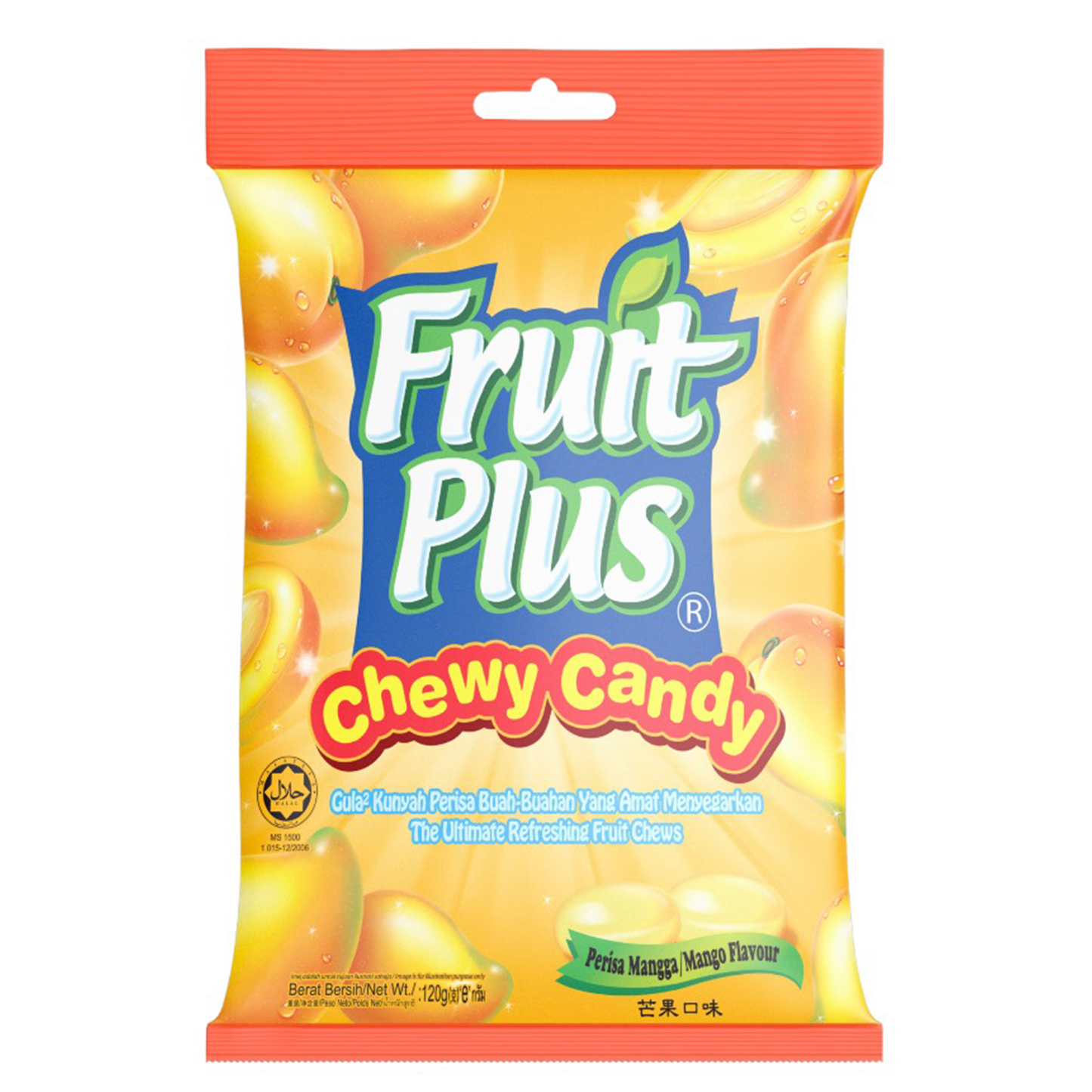 Fruit Plus Chewy Candy, Malaysian Fruit Chews Candy, Non-Melting, 4.2 Oz Bag (Approx. 40 Count)