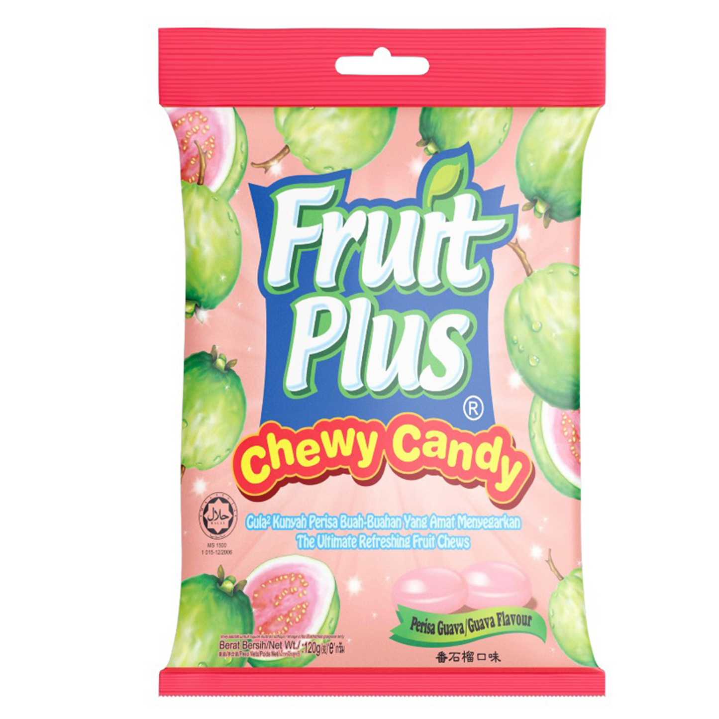 Fruit Plus Chewy Candy, Malaysian Fruit Chews Candy, Non-Melting, 4.2 Oz Bag (Approx. 40 Count)