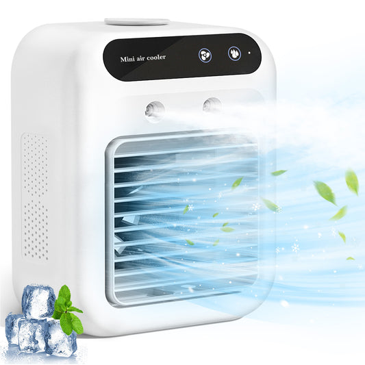 Portable Desk Fan, Rechargeable Cooling Fan with 2 Cool Mist & Speeds, Personal Air Cooler Fan for Bedroom Office Camping