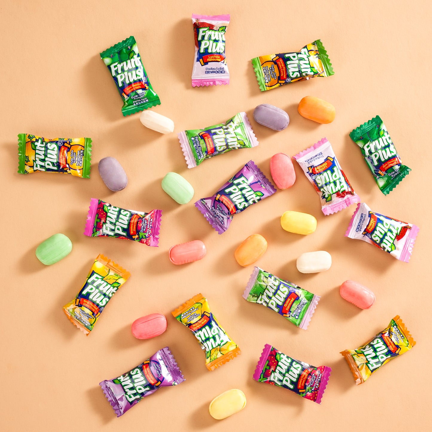Fruit Plus Chewy Candy, Malaysian Fruit Chews Candy, Non-Melting, 4.2 Oz Bag (Approx. 40 Count)