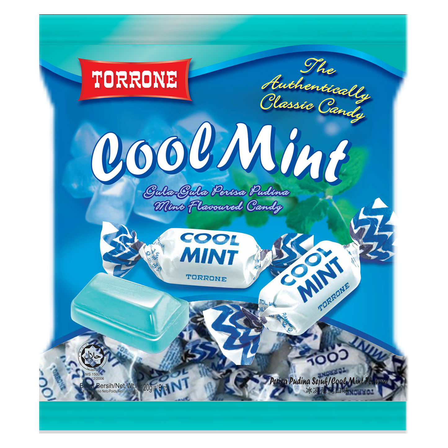 Torrone Cool Mint Hard Candy, Individually Wrapped, Non-Melting, 4.2 Oz Bag (Approx. 39 Count)