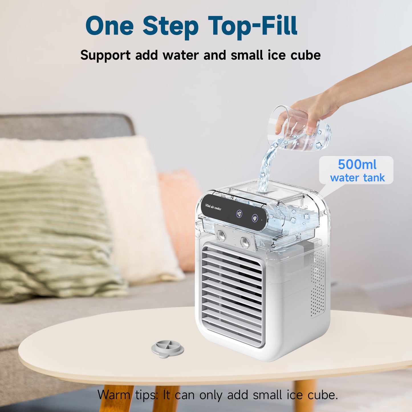 Portable Desk Fan, Rechargeable Cooling Fan with 2 Cool Mist & Speeds, Personal Air Cooler Fan for Bedroom Office Camping
