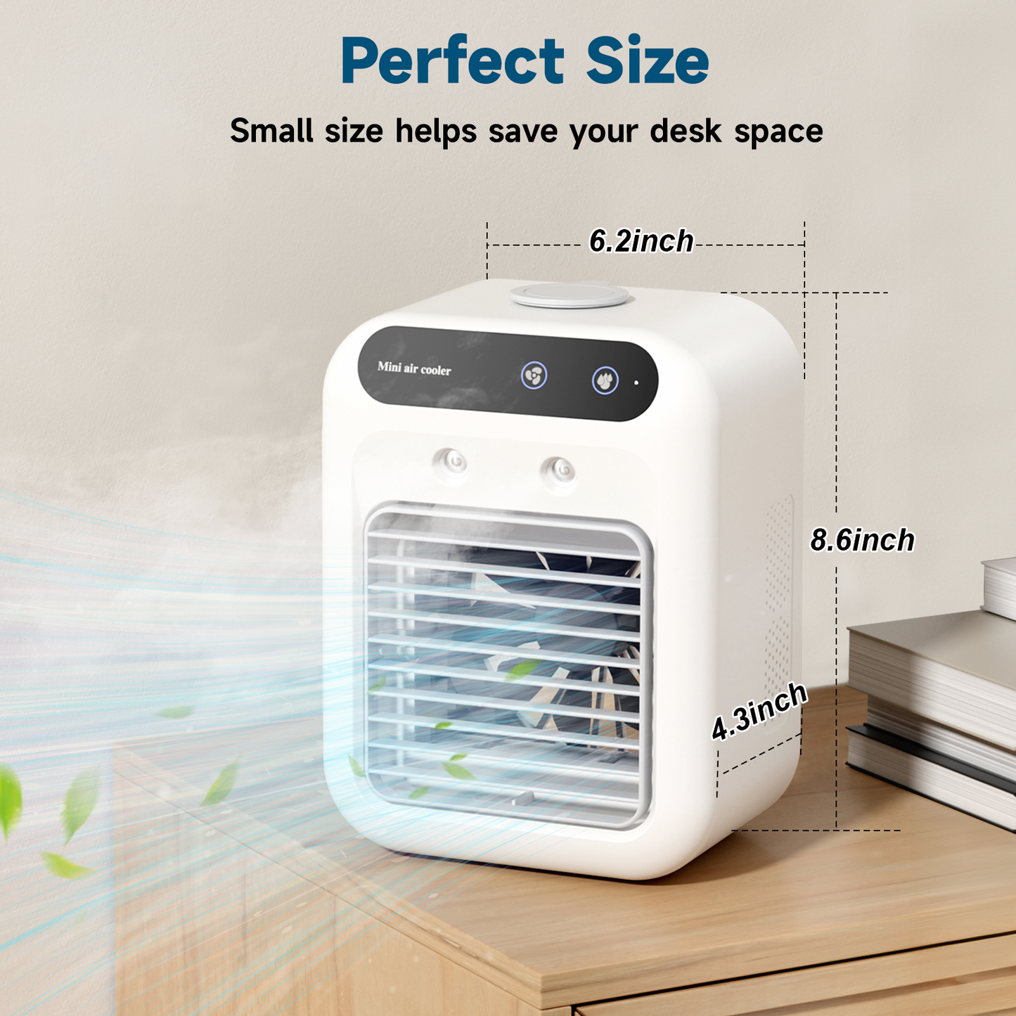 Portable Desk Fan, Rechargeable Cooling Fan with 2 Cool Mist & Speeds, Personal Air Cooler Fan for Bedroom Office Camping