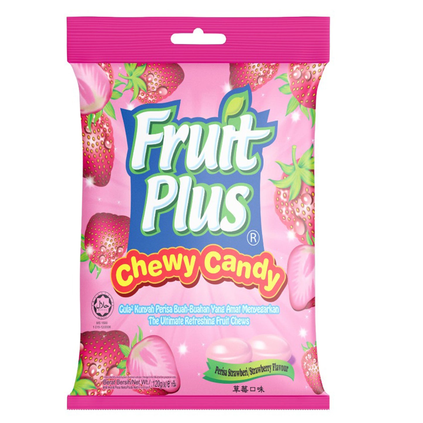 Fruit Plus Chewy Candy, Malaysian Fruit Chews Candy, Non-Melting, 4.2 Oz Bag (Approx. 40 Count)